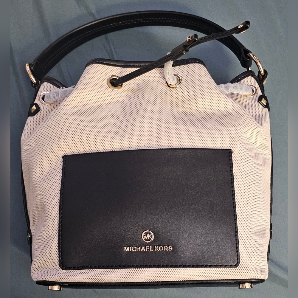 Michael Kors Maeve Medium Canvas Bucket Bag with Adjustable Shoulder Strap - Picture 6 of 10